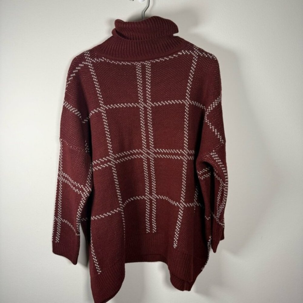 JODIFL Cowl Neck Oversized Geometric Sweater Size Small